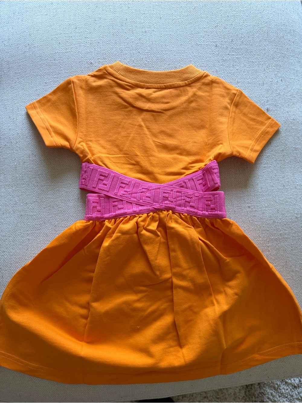 Fendi Orange Dress with Pink Logo Waistband